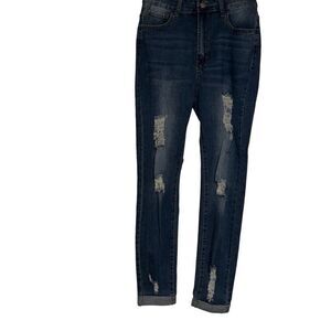 Shein Ladies Size 30 Denim whisker Wash Ripped Distressed Skinny Jeans Pants